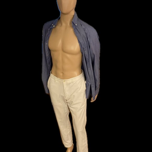 Blue/White Striped Shirt with collar Banana Republic Camden Fit Large 100% Surim - Picture 2 of 5